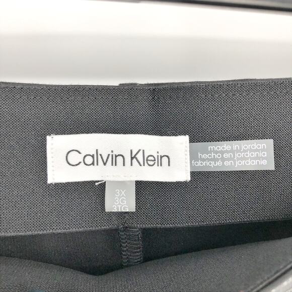 Calvin Klein Womens Faux-Leather Front Leggings 3X Black High Rise Pull On NWT - Picture 9 of 12